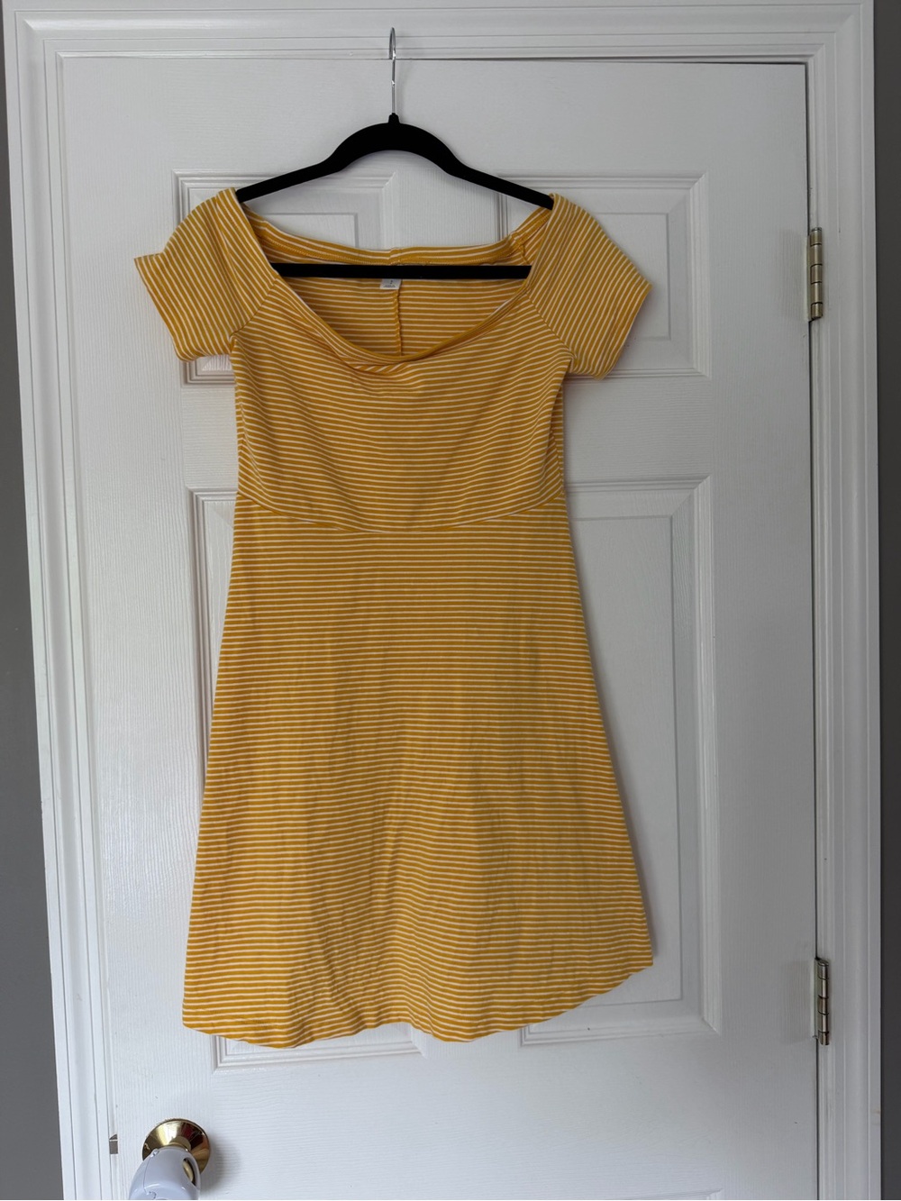 Old Navy Yellow Striped Off-Shoulder Mini Dress